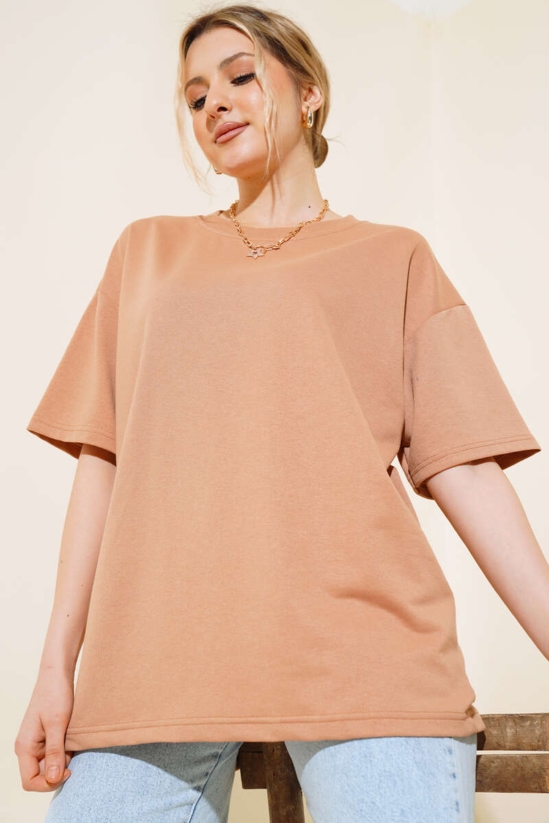Oversized Basic T-Shirt - Latte