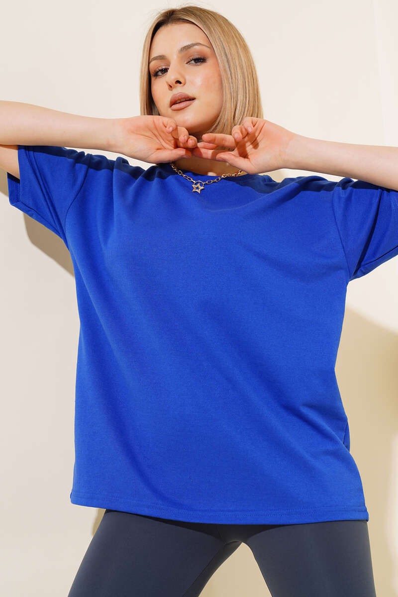 Oversized Basic T-Shirt - Saxe Blue
