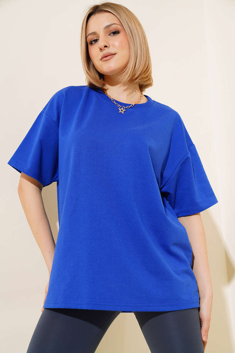 Oversized Basic T-Shirt - Saxe Blue