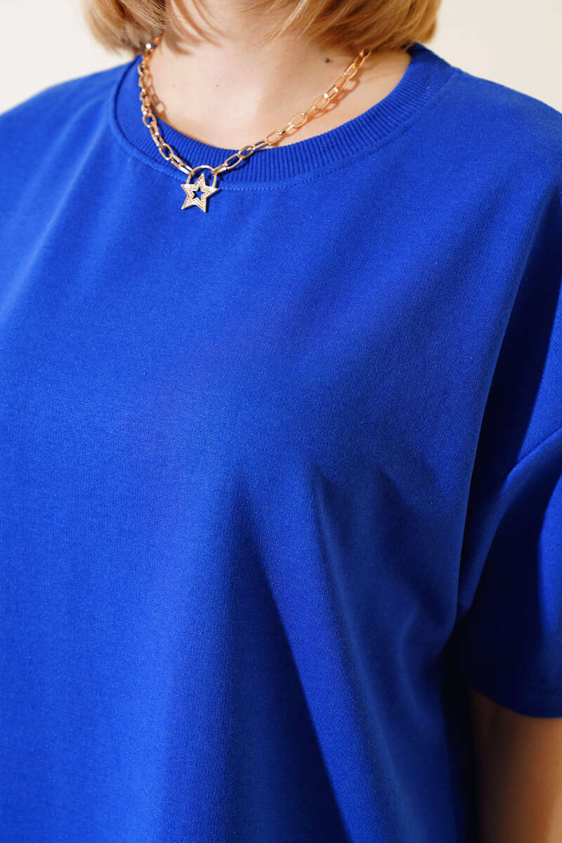 Oversized Basic T-Shirt - Saxe Blue