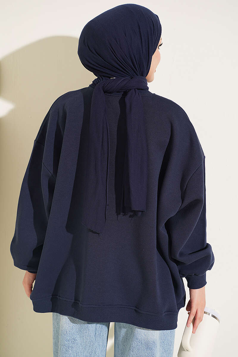 Oversized Drop-Shoulder Tunic - Navy