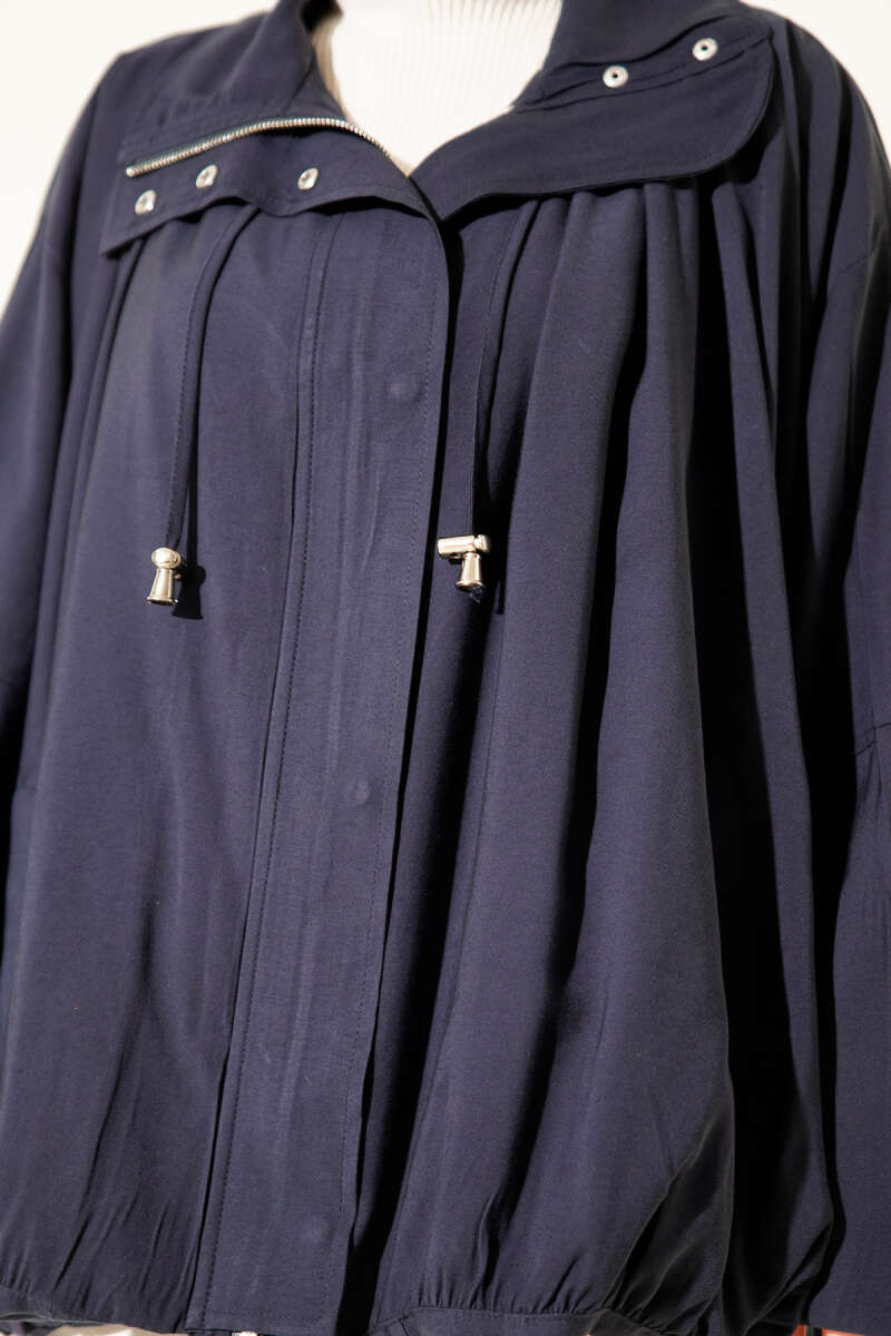 Oversized Zip Coat - Navy