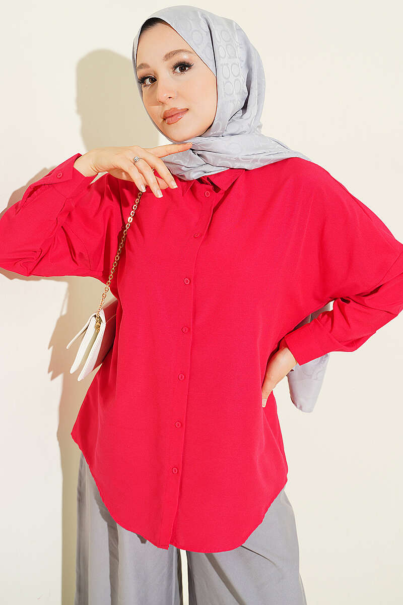 Oversized Shirt - Crimson