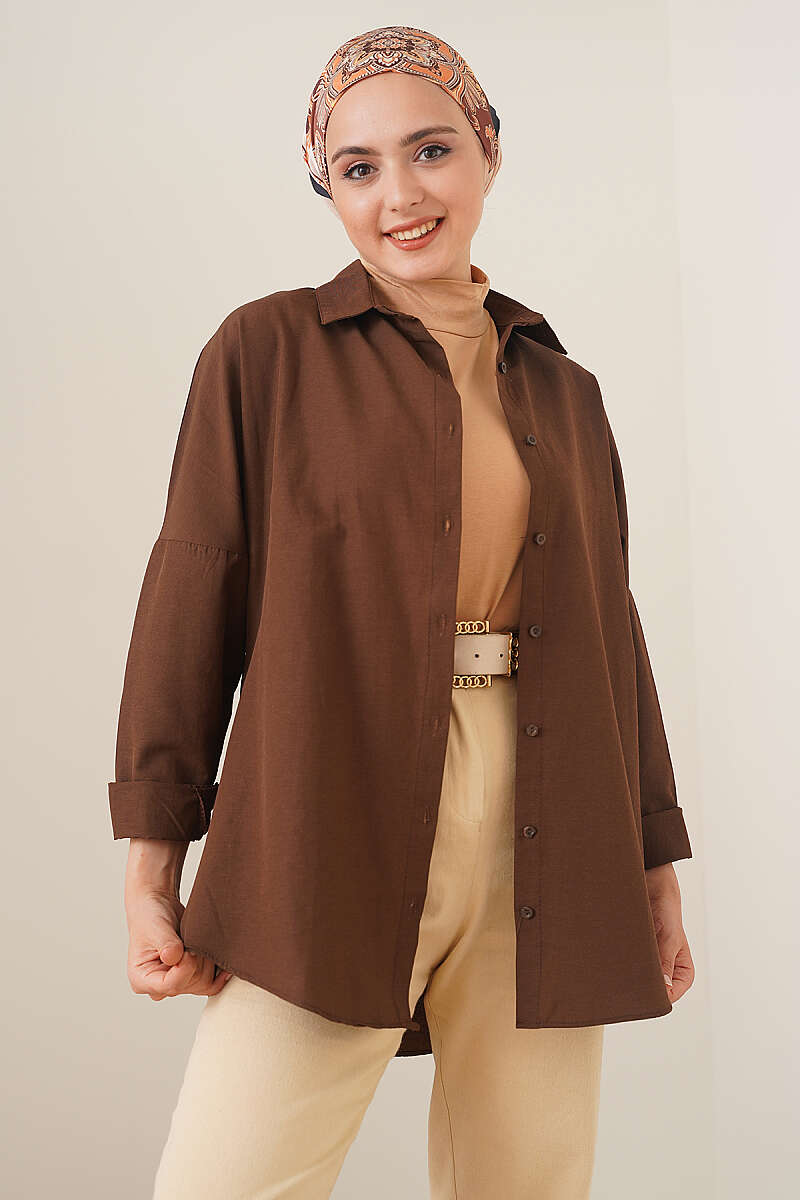 Oversized Shirt - Brown