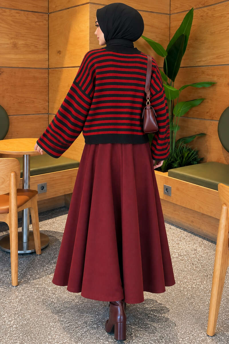 Oversized Pinstripe Knit Sweater - Smoke Grey
