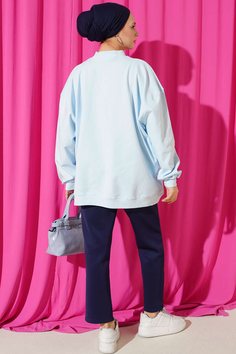 Oversized Basic Interlock Tunic - Ice Blue