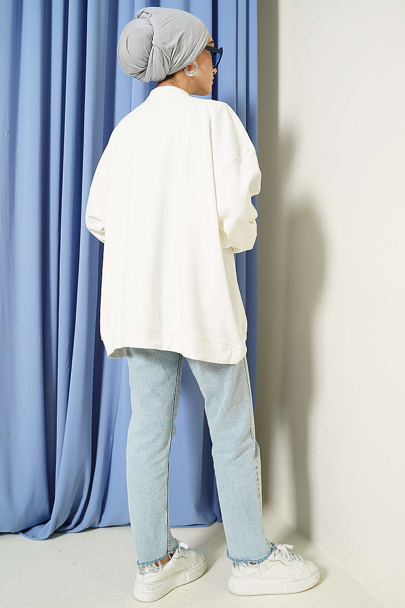 Oversized Basic Interlock Tunic - Ecru