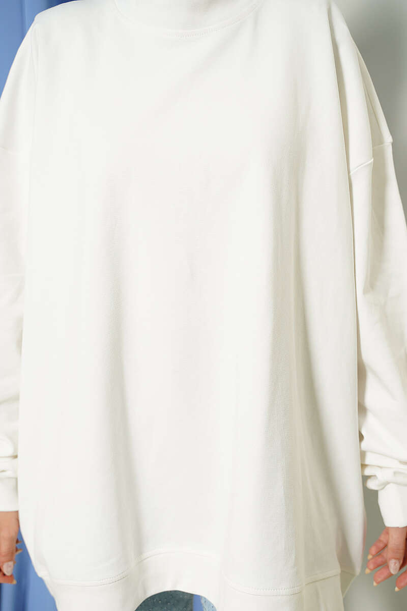 Oversized Basic Interlock Tunic - Ecru