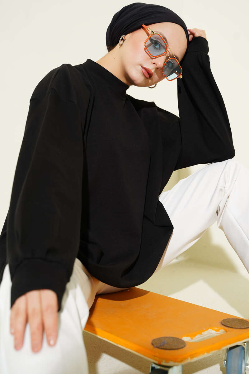 Oversized Basic Interlock Tunic - Black