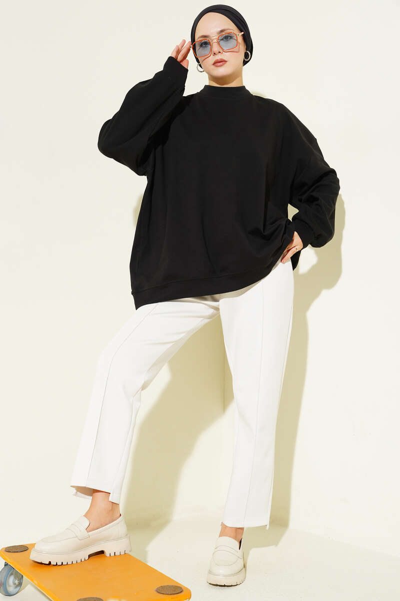 Oversized Basic Interlock Tunic - Black