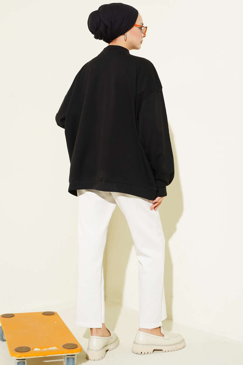 Oversized Basic Interlock Tunic - Black