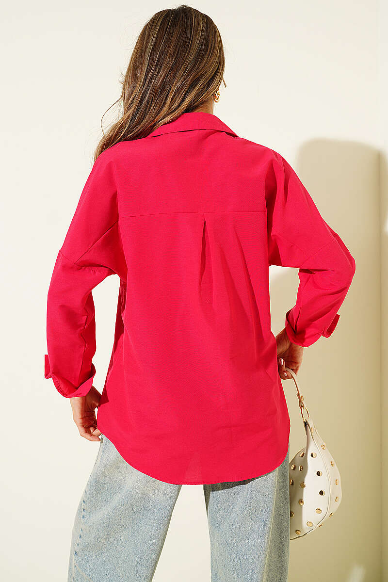 Oversized Basic Shirt - Crimson