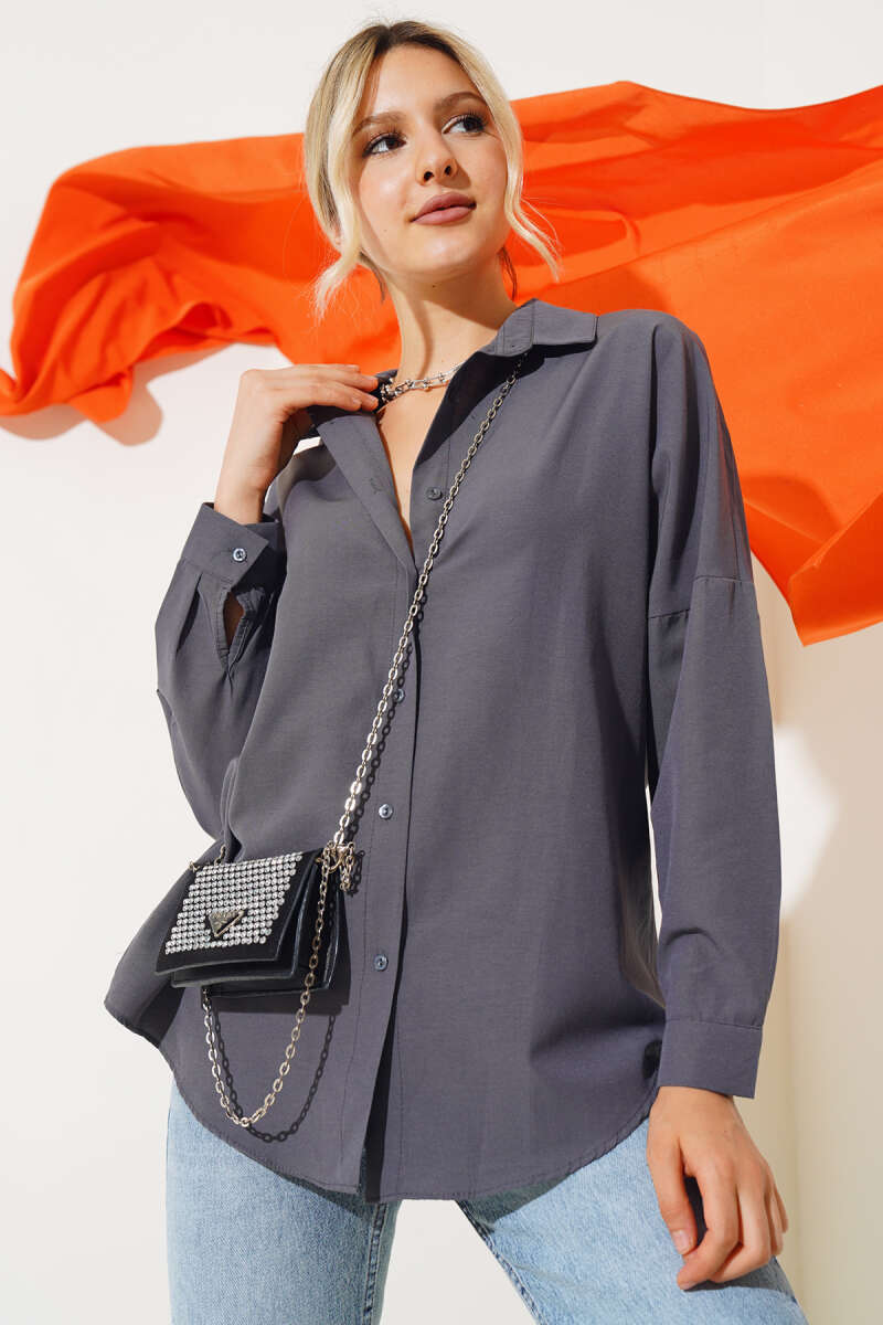Oversized Basic Shirt - Smoke Grey