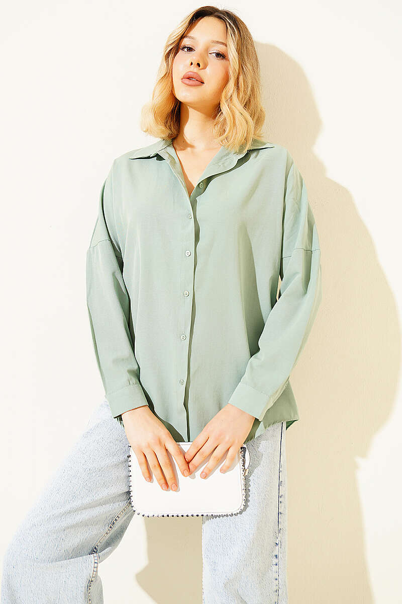 Oversized Basic Shirt - Persian Green