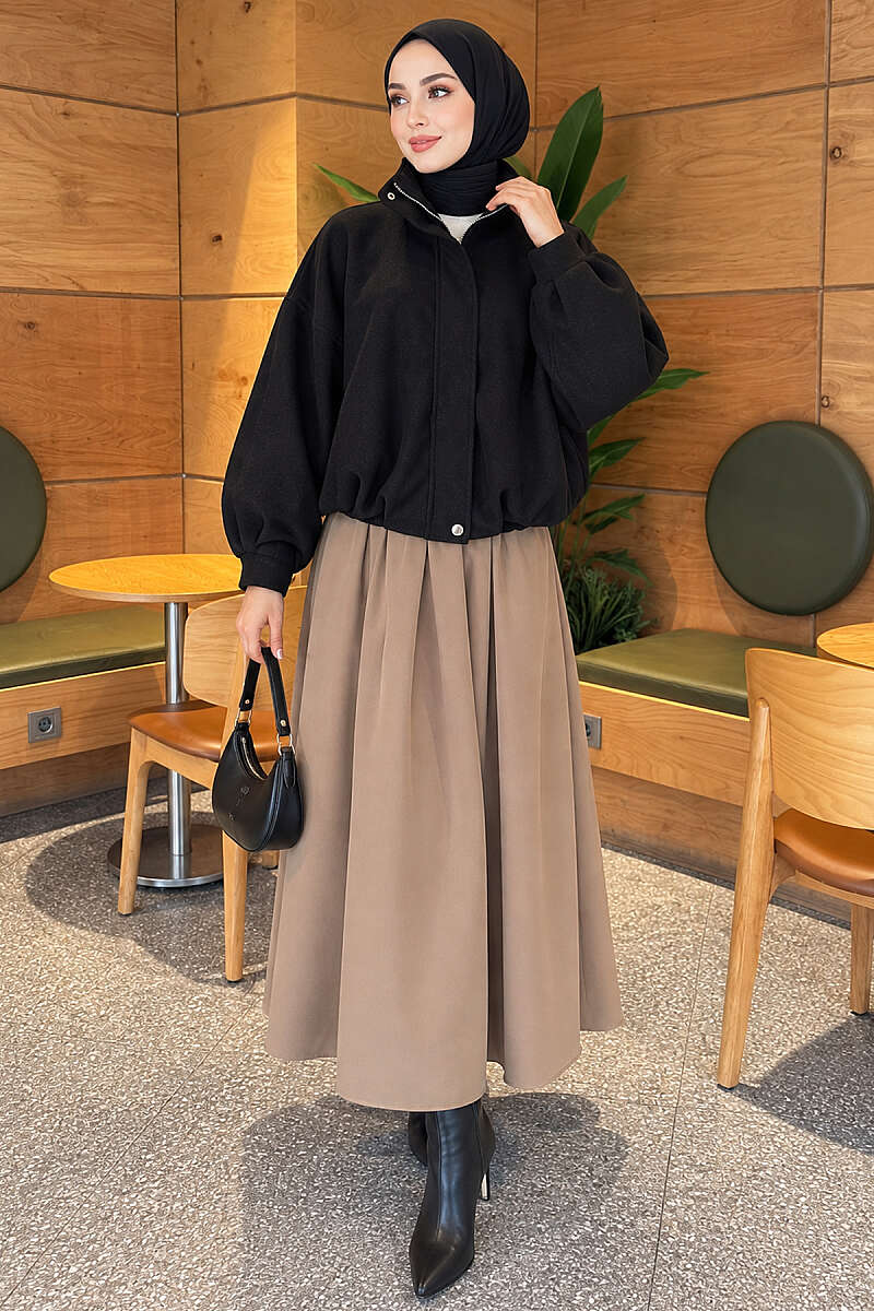 Oversized Short Felt Jacket - Black