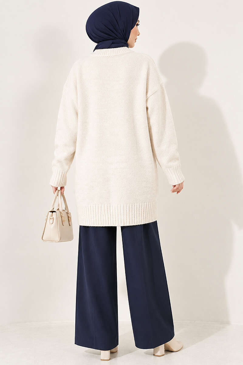 Oversized Ribbed Knit Tunic - Stone