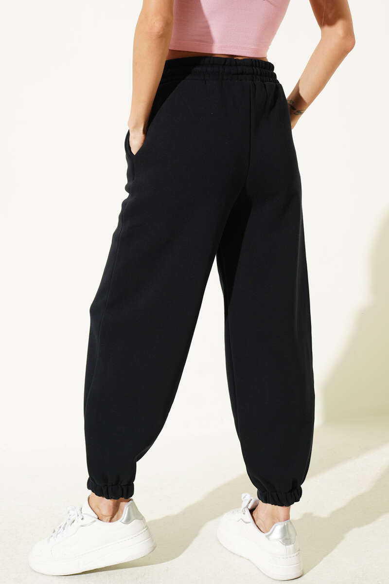Fleece-Lined Trousers with Elastic Waist and Hem - Navy