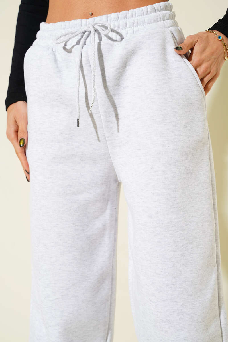 Fleece-Lined Trousers with Elastic Waist and Hem - Heather Grey