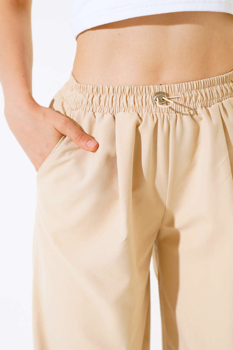 Pants with Elastic Hem - Latte