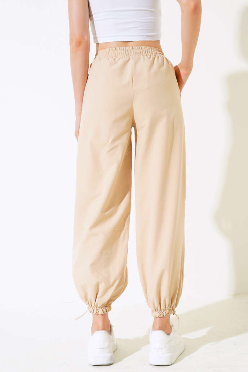 Pants with Elastic Hem - Latte