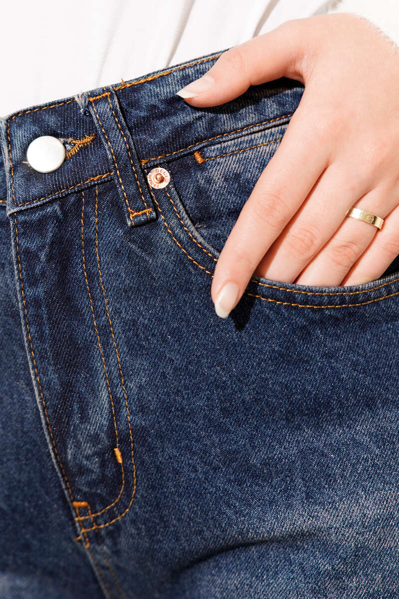 Baggy Pants with Tasselled Hem - Dark Blue