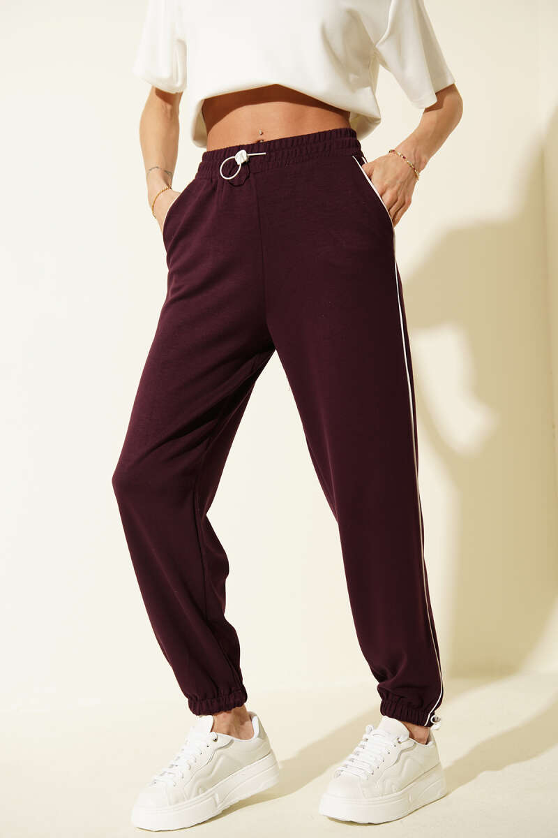 Loycha Pants with Elastic Waist and Hem - Plum