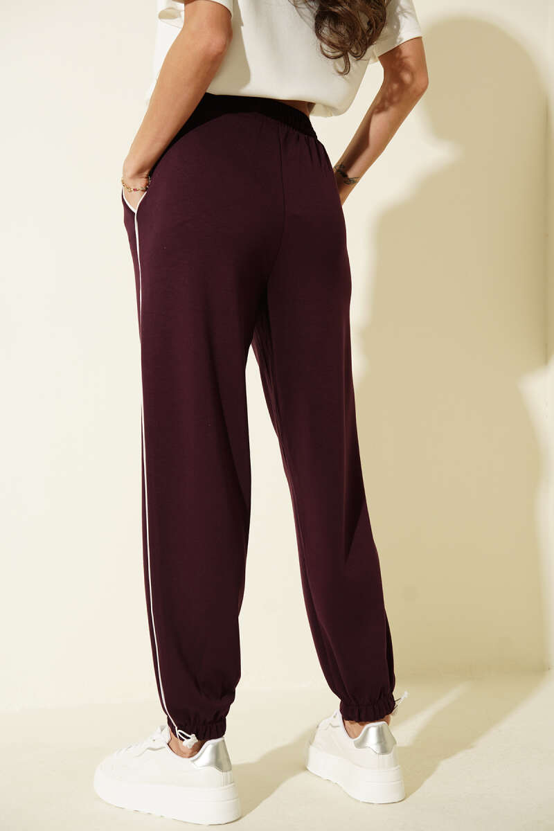 Loycha Pants with Elastic Waist and Hem - Plum