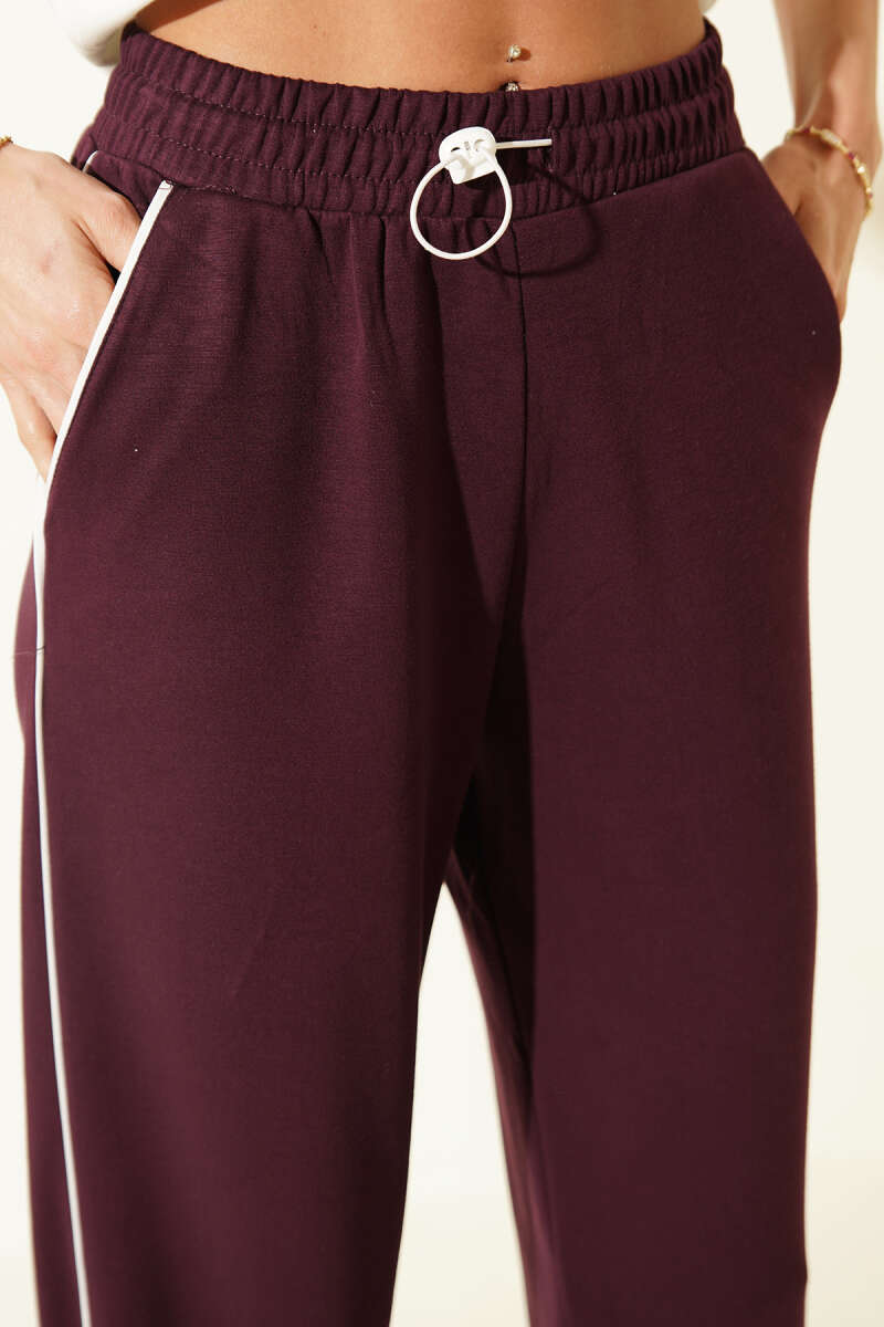Loycha Pants with Elastic Waist and Hem - Plum