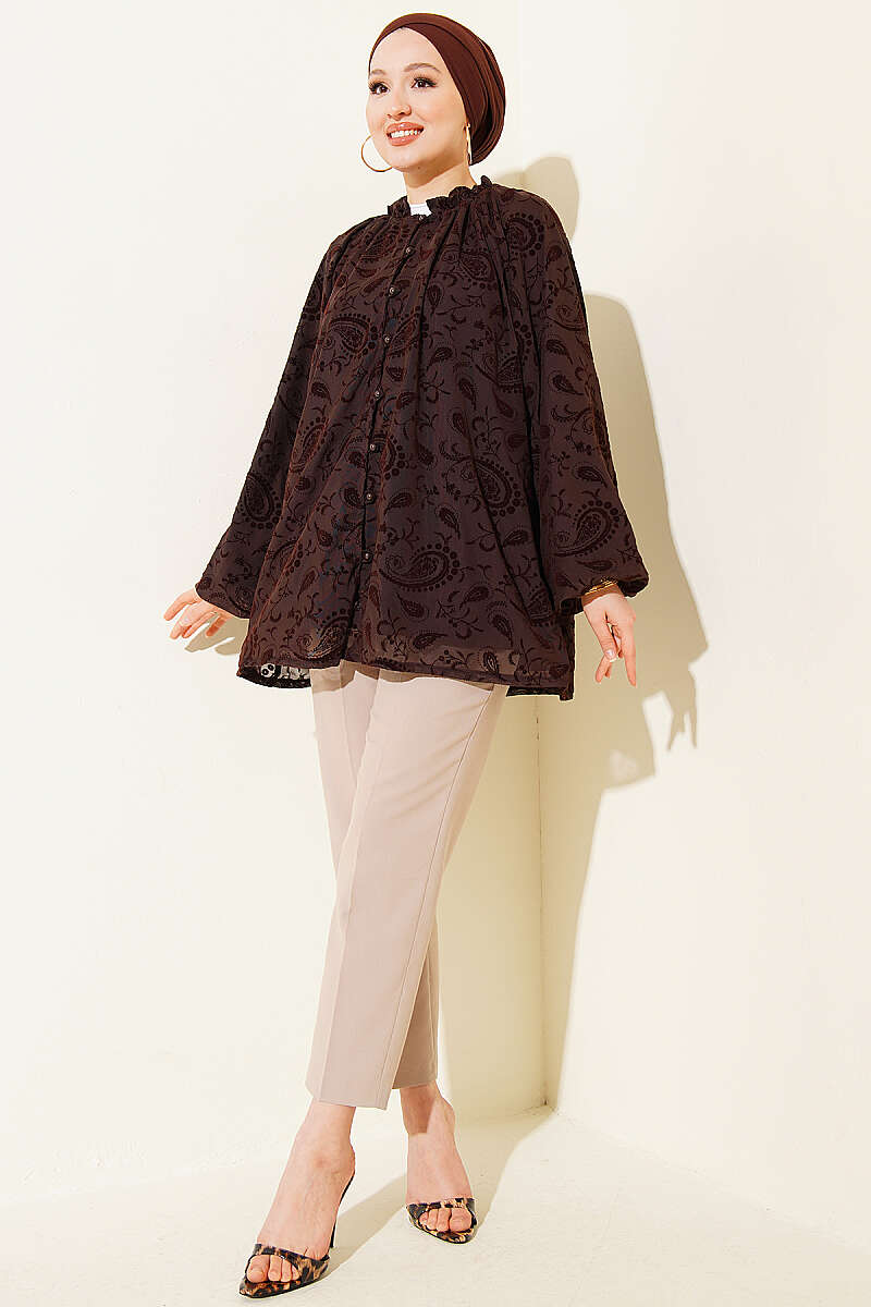 Paisley Tulle Shirt - Brown