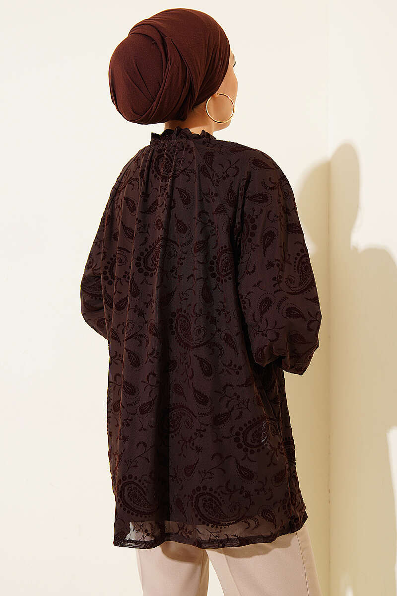 Paisley Tulle Shirt - Brown