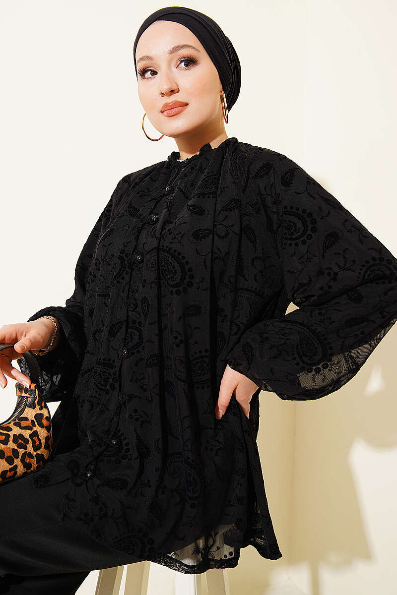 Paisley Tulle Shirt - Black