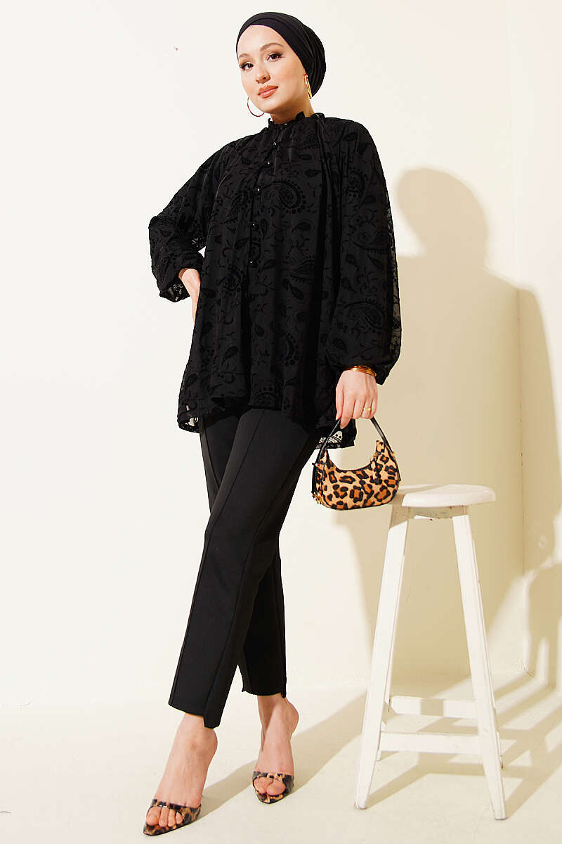Paisley Tulle Shirt - Black