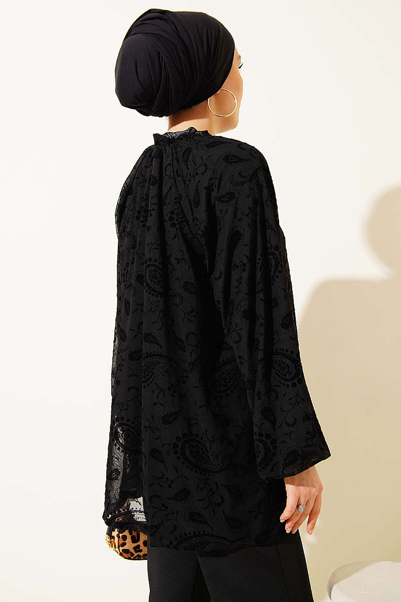 Paisley Tulle Shirt - Black