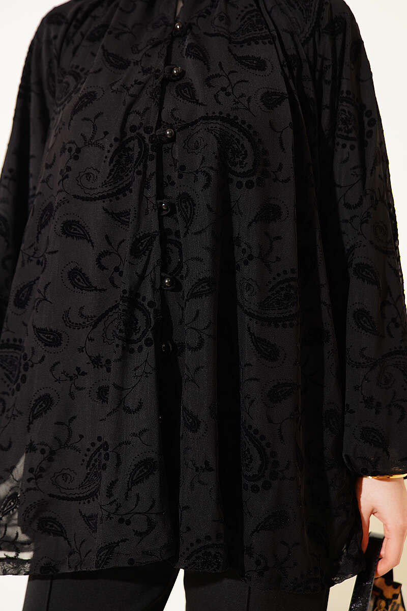 Paisley Tulle Shirt - Black