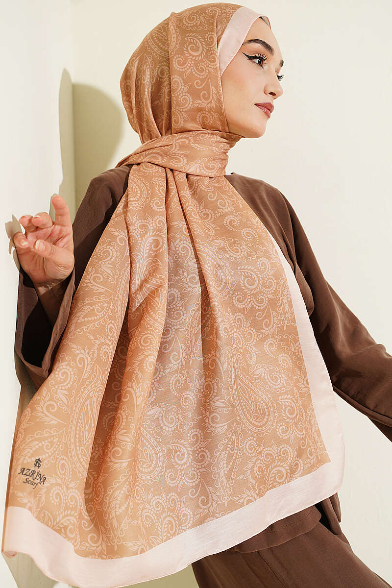 Paisley Motif Soft Shawl - Caramel