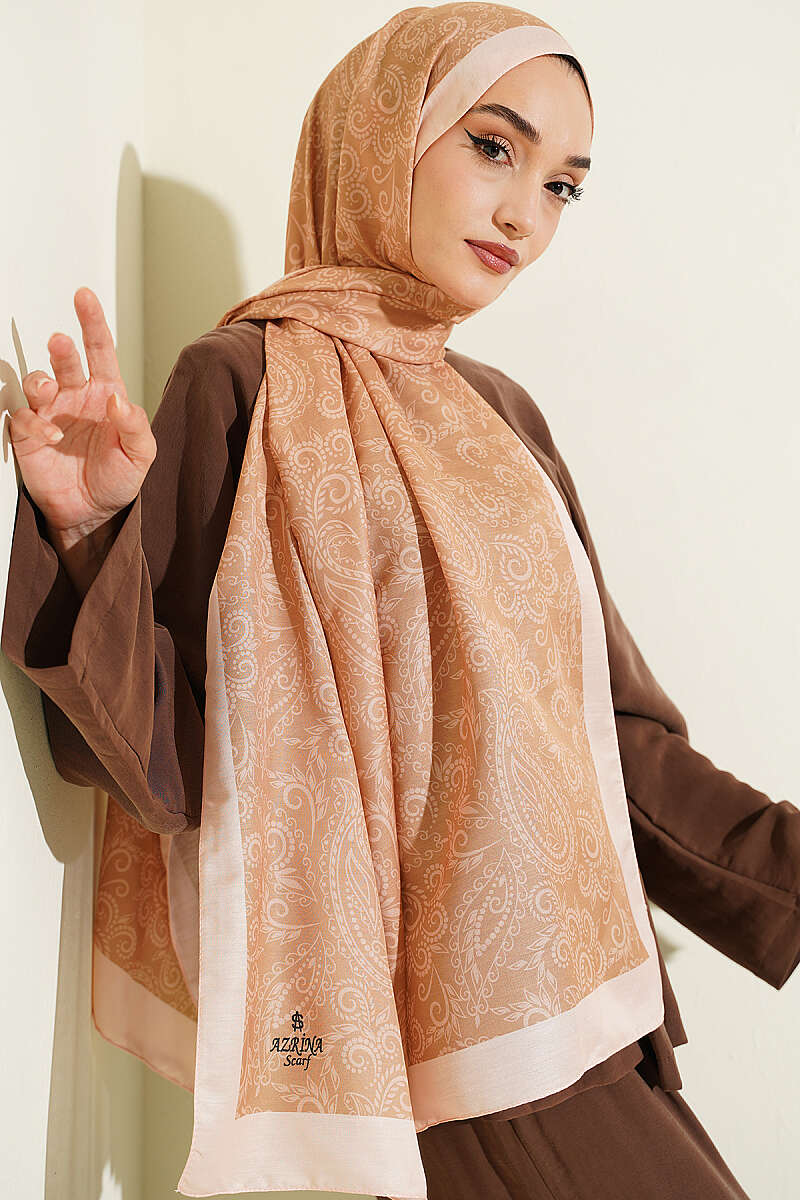 Paisley Motif Soft Shawl - Caramel