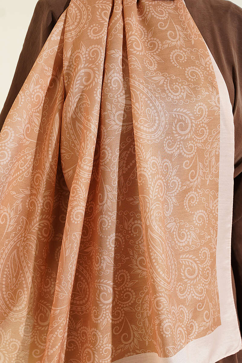 Paisley Motif Soft Shawl - Caramel