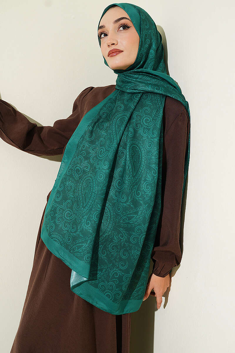 Paisley Motif Soft Shawl - Emerald
