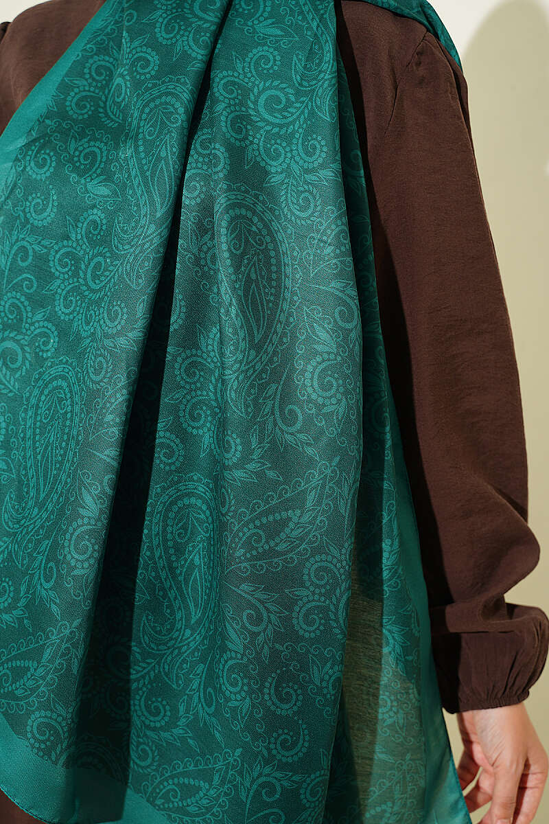 Paisley Motif Soft Shawl - Emerald