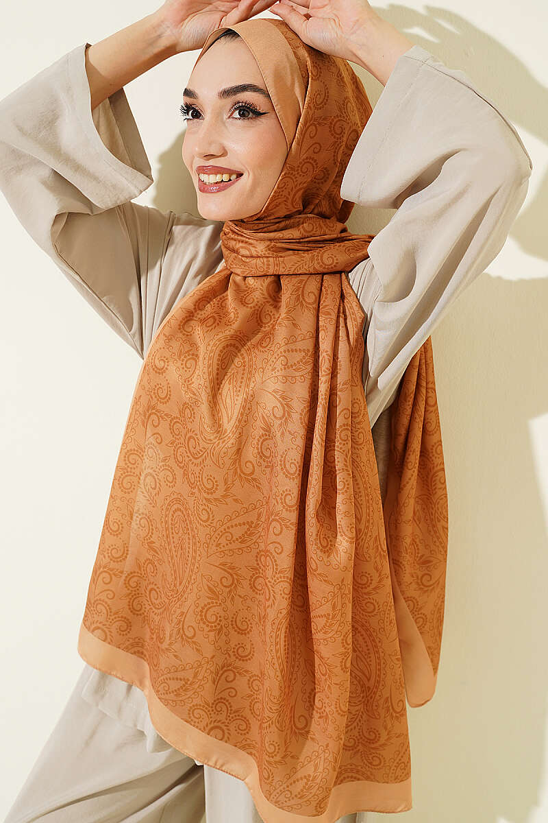 Paisley Motif Soft Shawl - Camel