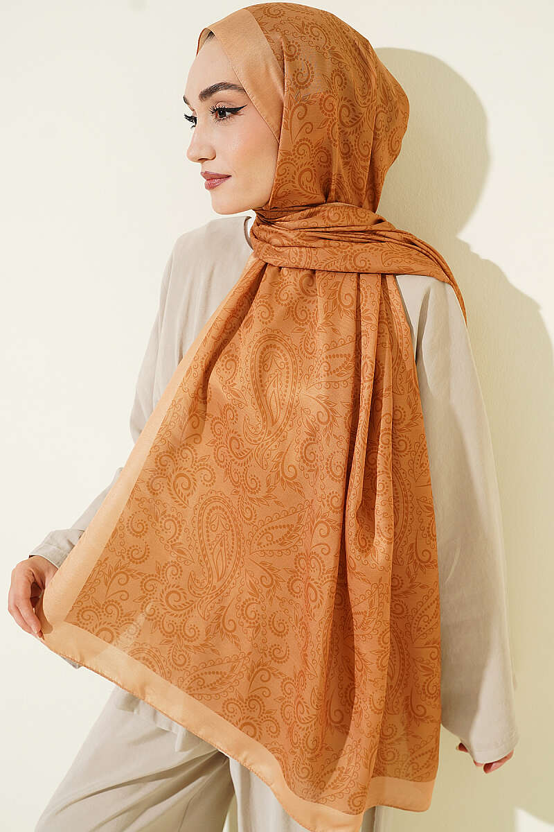 Paisley Motif Soft Shawl - Camel