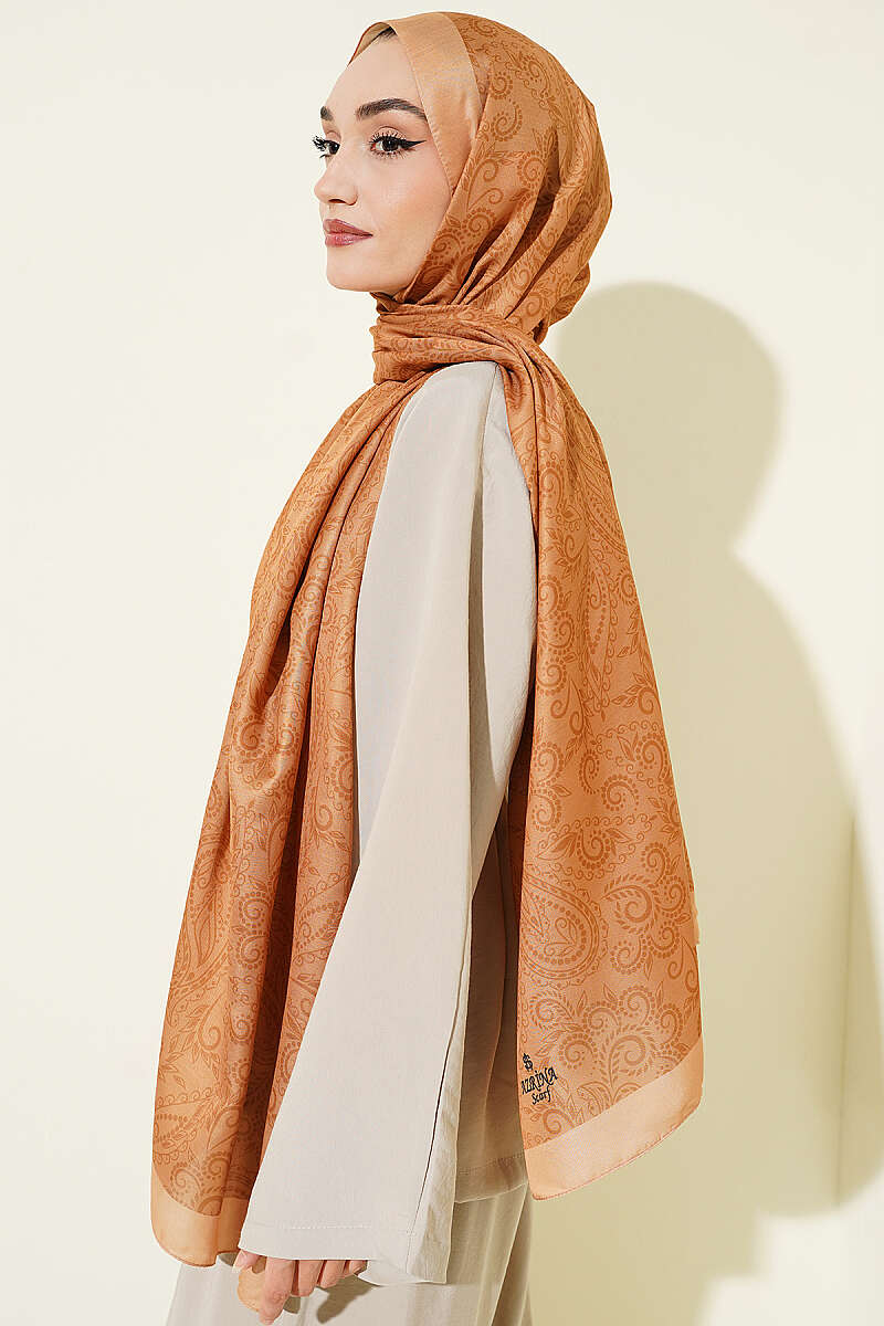 Paisley Motif Soft Shawl - Camel