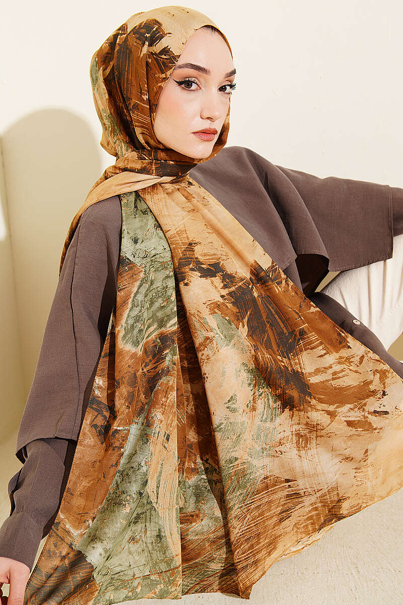 Vio Light Palette Print Shawl - Camel