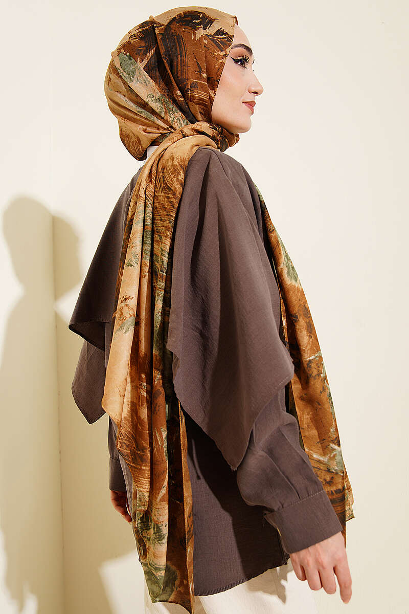 Vio Light Palette Print Shawl - Camel