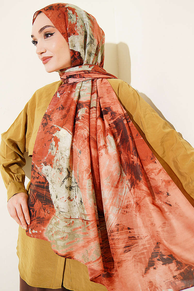 Vio Light Palette Print Shawl - Brick