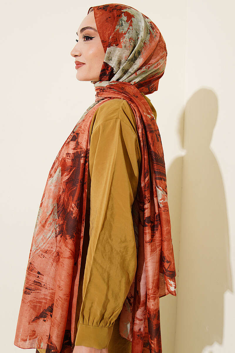 Vio Light Palette Print Shawl - Brick