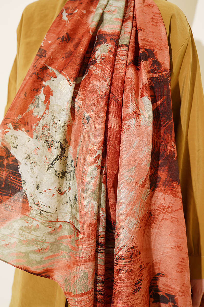 Vio Light Palette Print Shawl - Brick