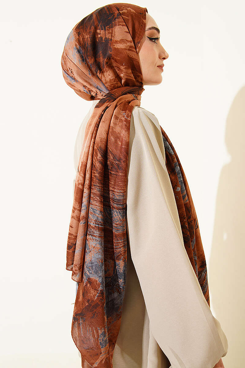 Vio Light Palette Print Shawl - Latte