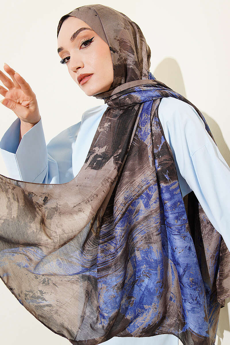 Vio Light Palette Print Shawl - Saxe Blue