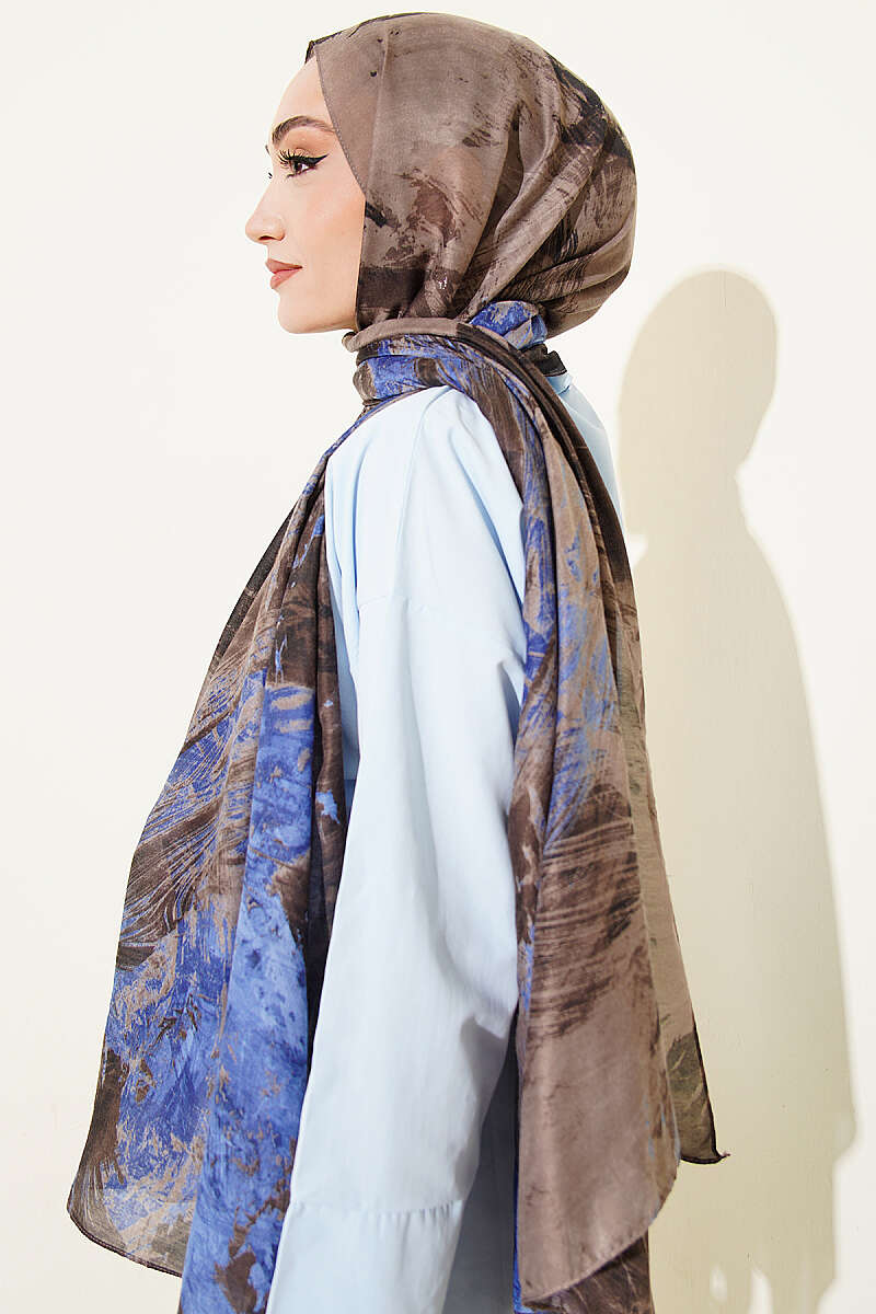 Vio Light Palette Print Shawl - Saxe Blue